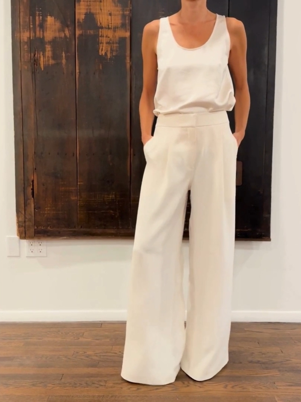 NWT TRR Saintart Women's Neve Crepe Pants Ivory XS